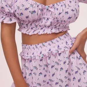 For Love and Lemons Lola Pointelle Crop and short set